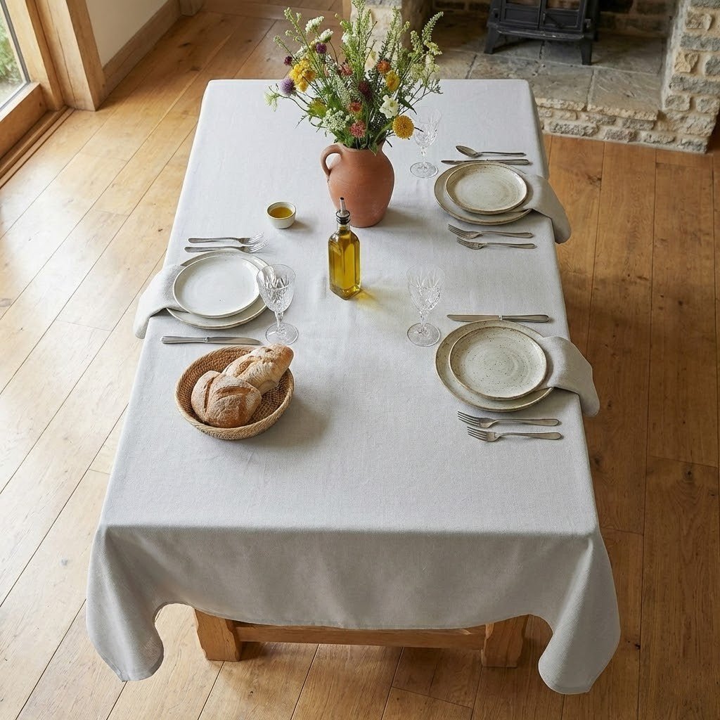 Nappe de table rectangulaire enduite | anti traces & imperméable