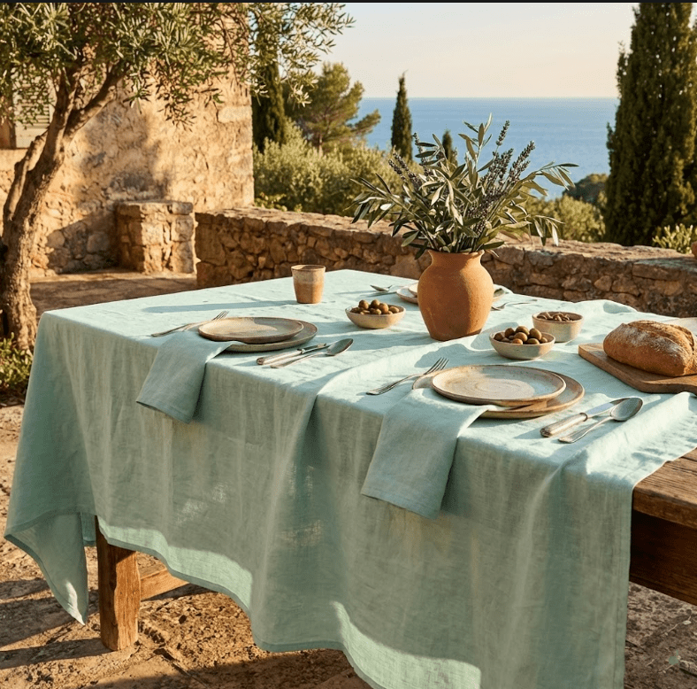 Nappe de table rectangulaire en lin