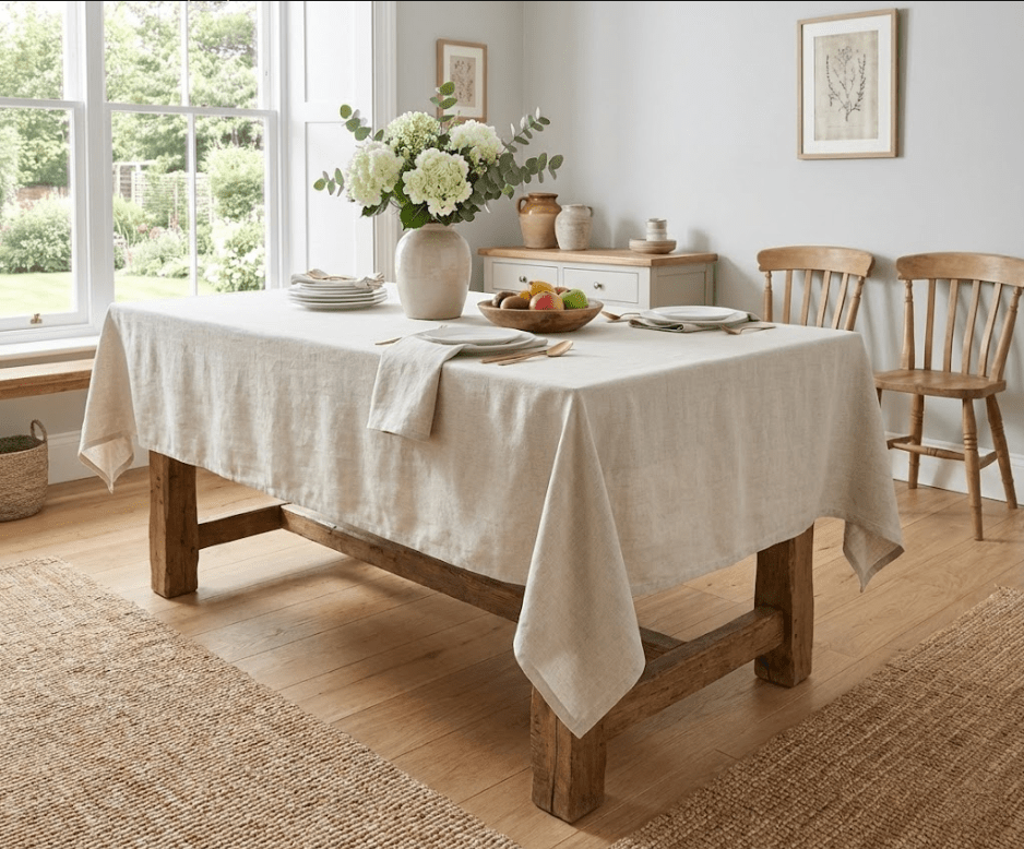 Nappe de table rectangulaire en lin