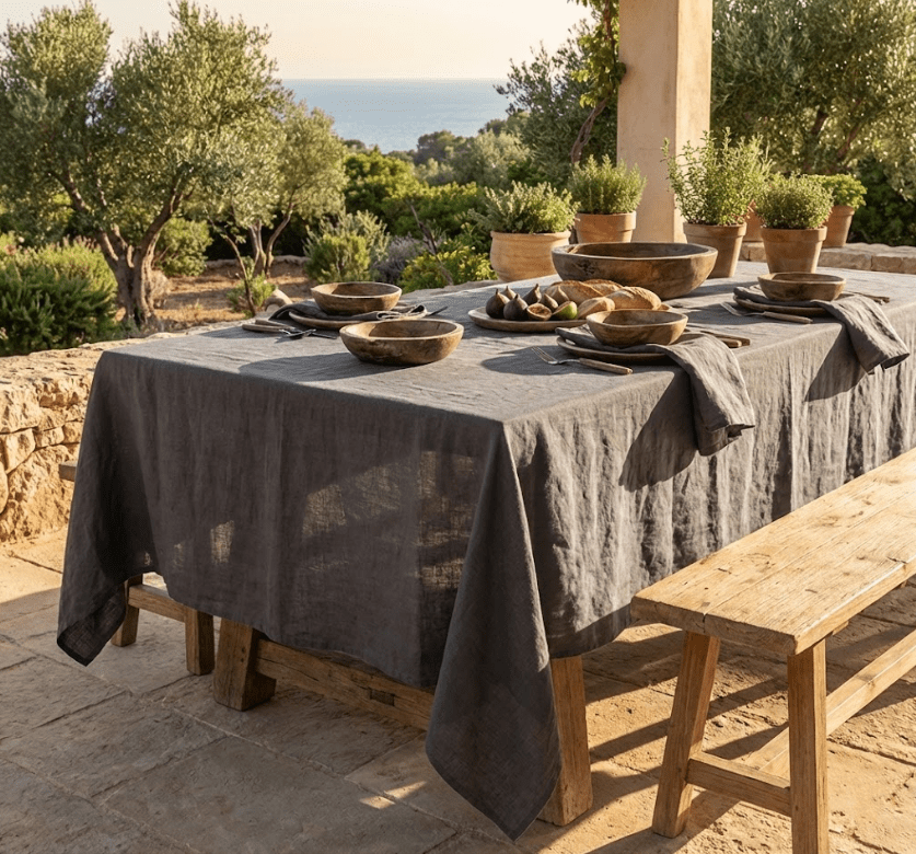 Nappe de table rectangulaire en lin