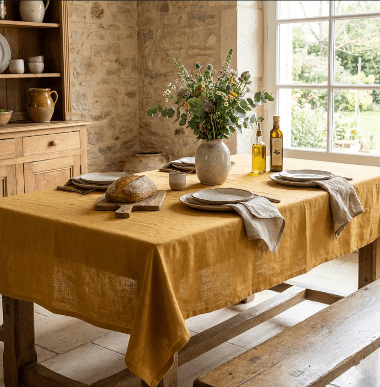 Nappe de table rectangulaire en lin