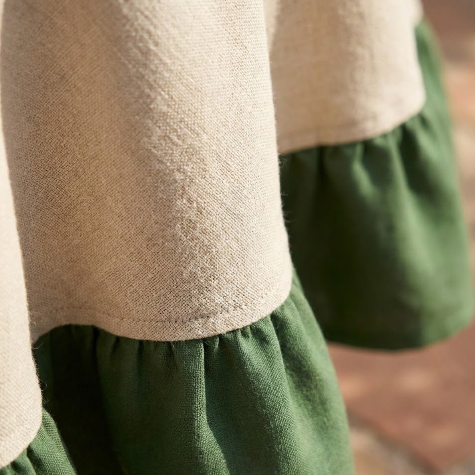 Nappe de table ronde bicolore | Lait Matcha