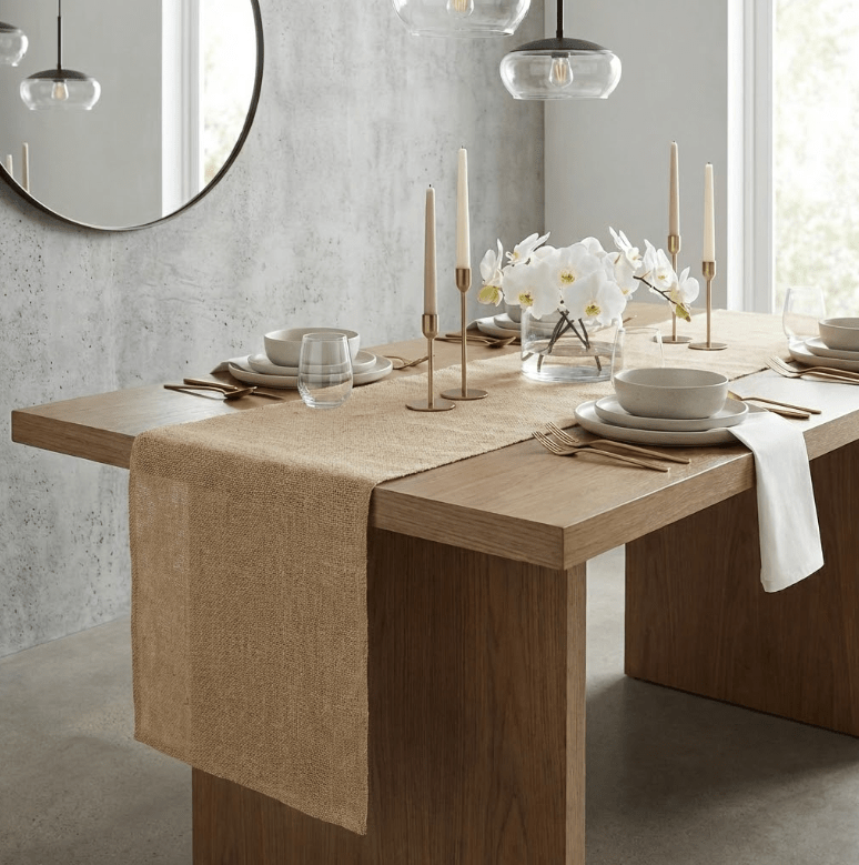 Chemin de table en toile de jute