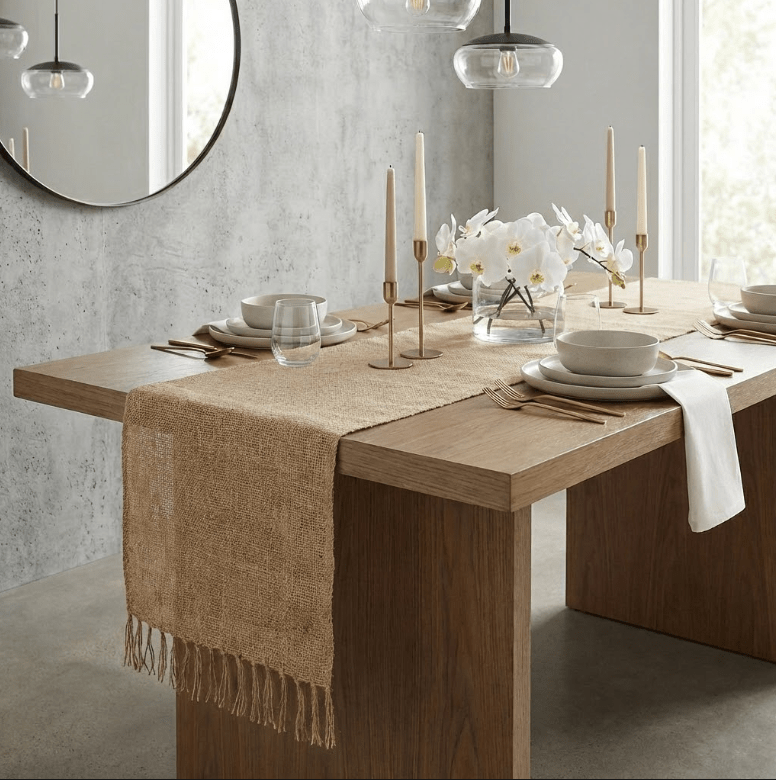 Chemin de table en toile de jute
