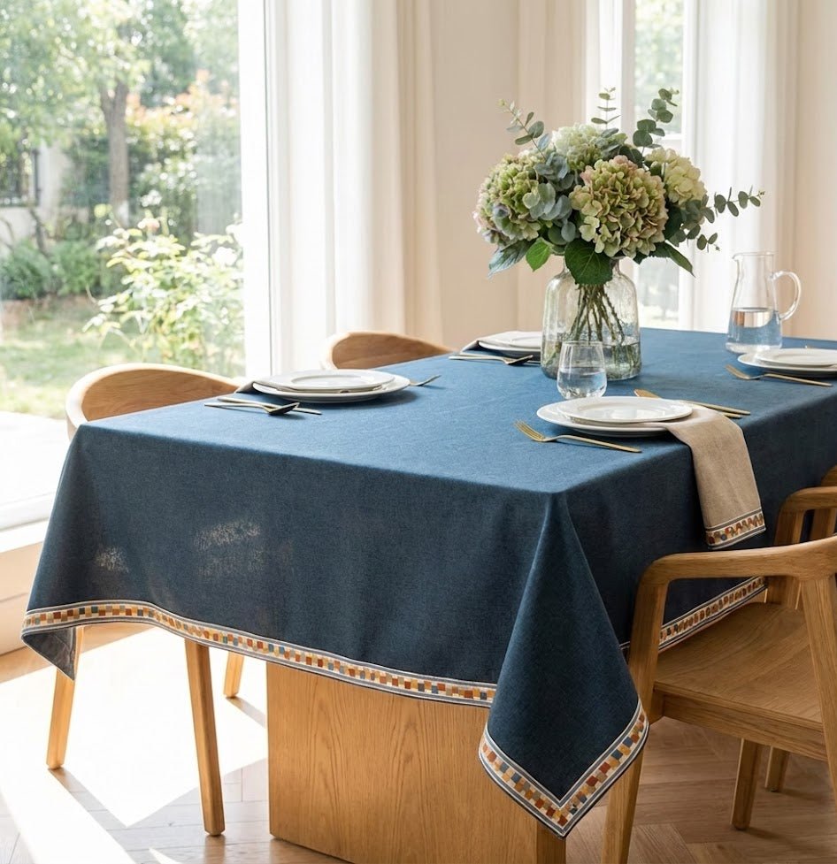 Nappe Basque rectangulaire enduite | anti traces & imperméable