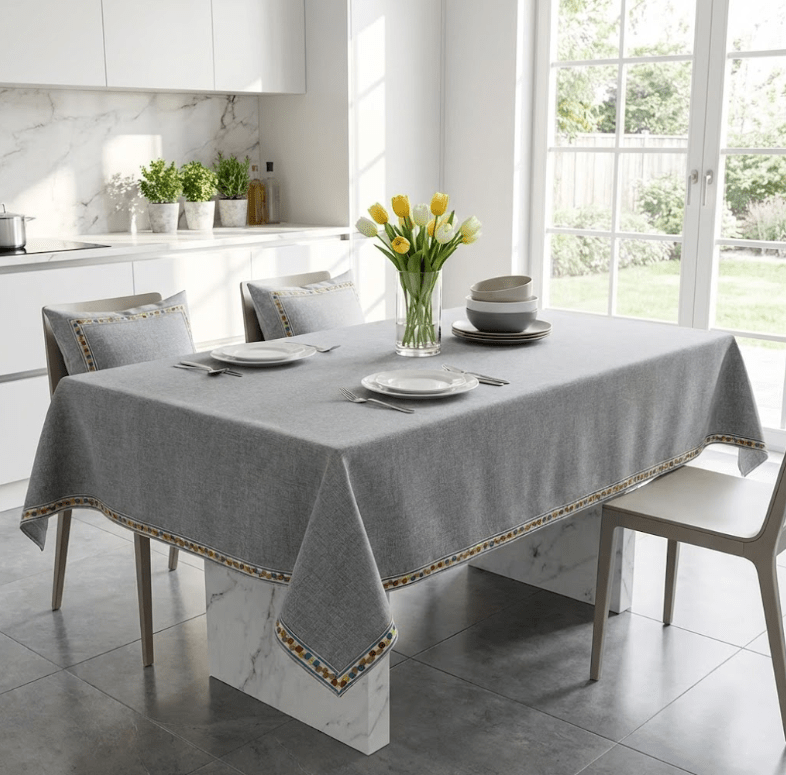 Nappe Basque rectangulaire enduite | anti traces & imperméable