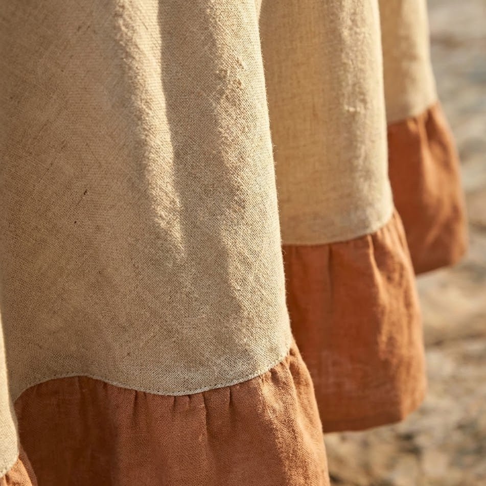 Nappe de table ronde bicolore | Crème brûlée