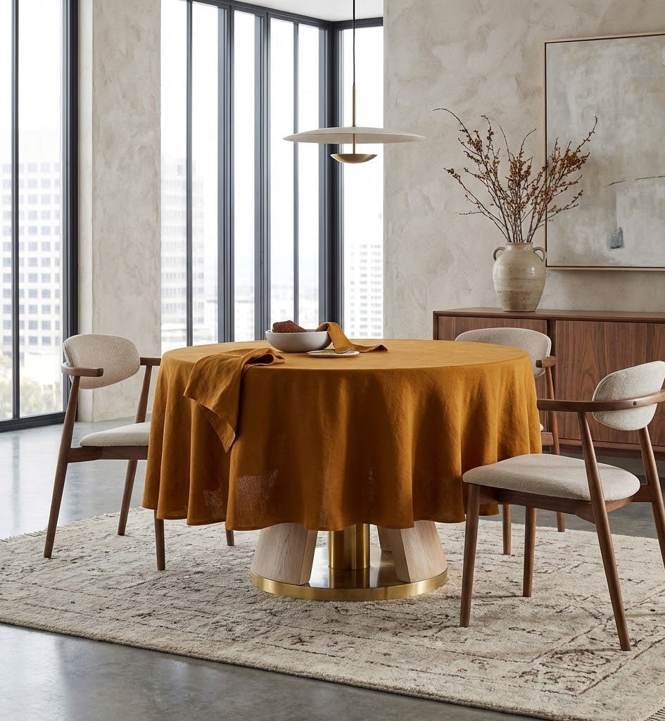 Nappe de table ronde en lin