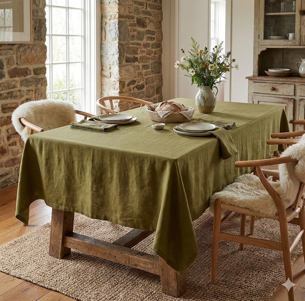 Nappe de table rectangulaire en lin