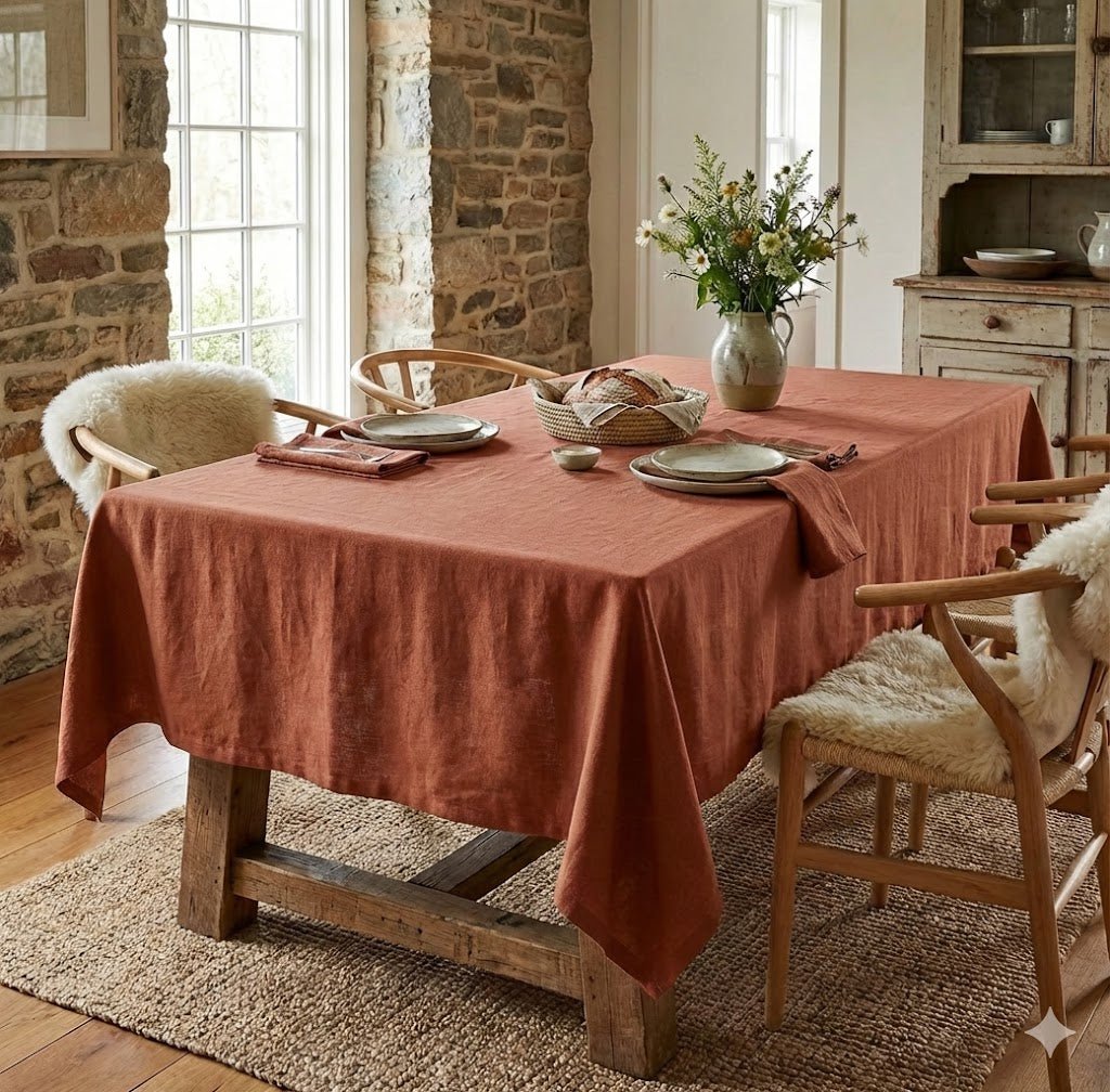 Nappe de table rectangulaire en lin