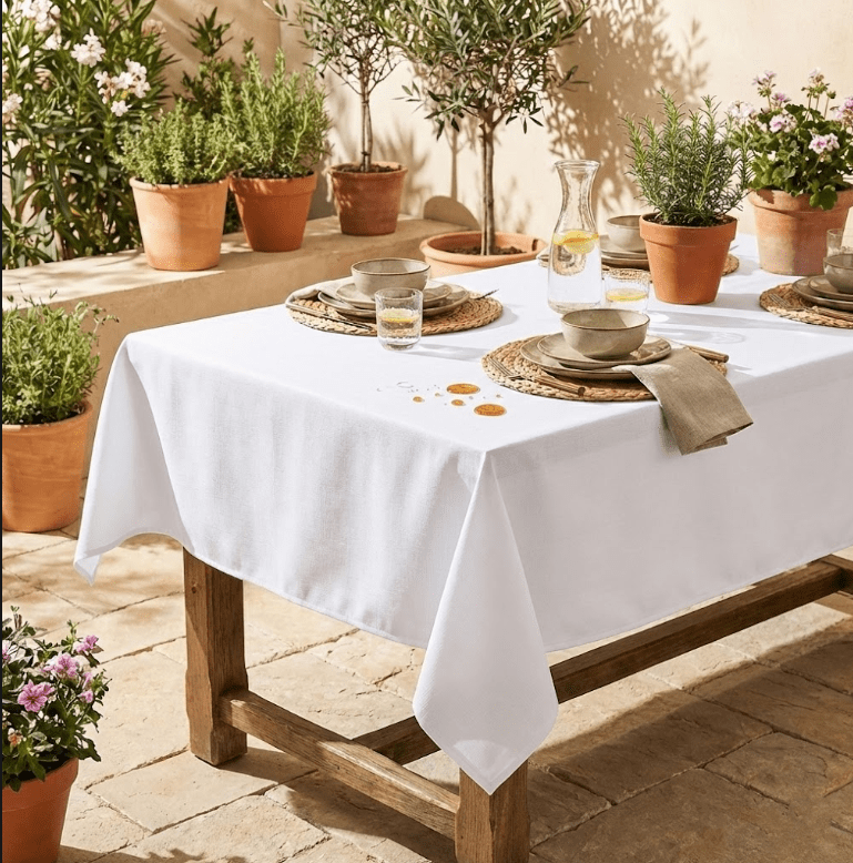 Nappe de table rectangulaire enduite | anti traces & imperméable