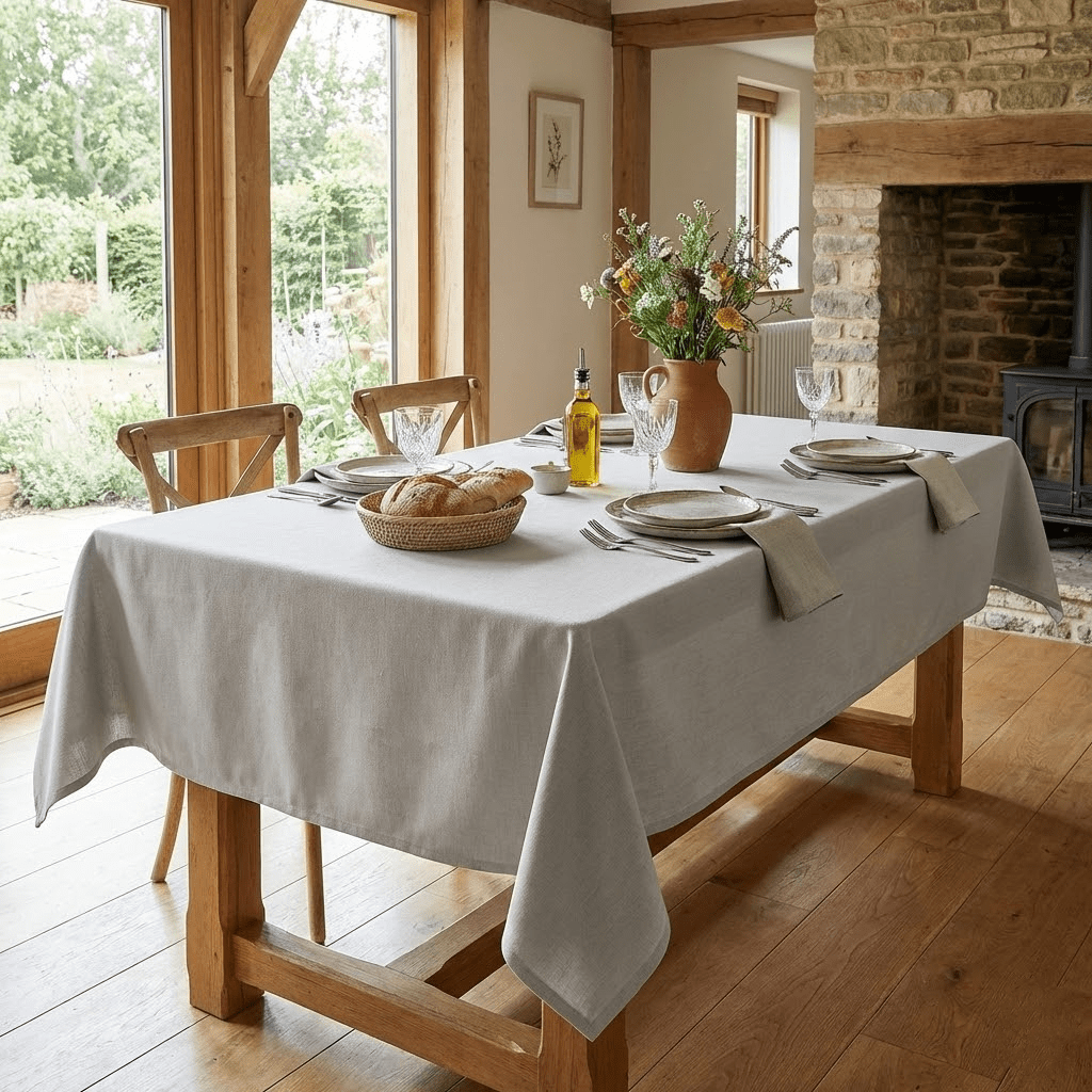 Nappe de table rectangulaire enduite | anti traces & imperméable