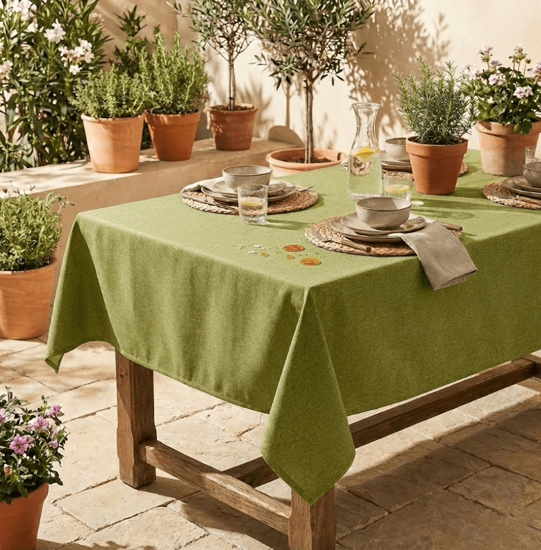 Nappe de table rectangulaire enduite | anti traces & imperméable