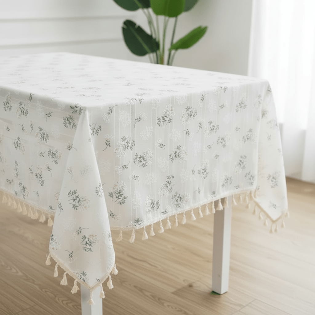 Nappe de table en coton | Yarrow pompons