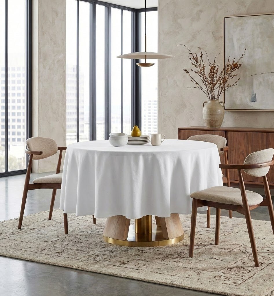 Nappe de table ronde en lin