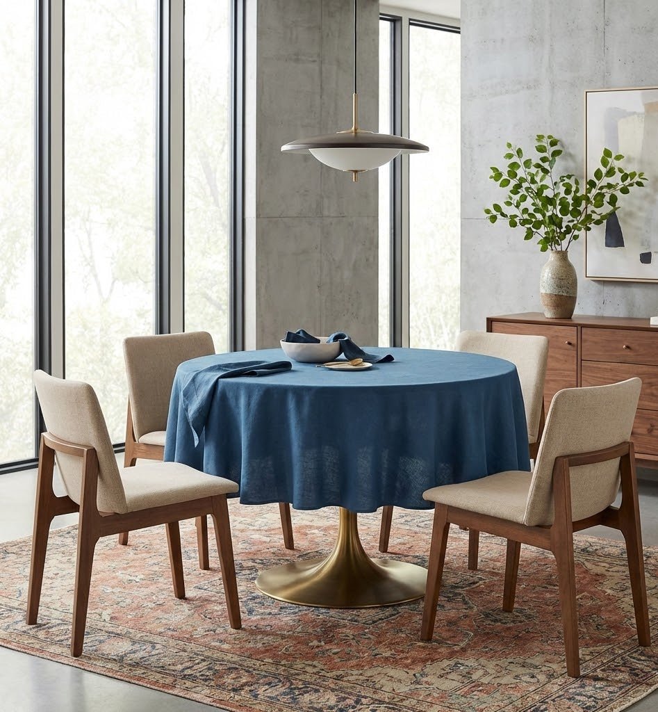 Nappe de table ronde en lin