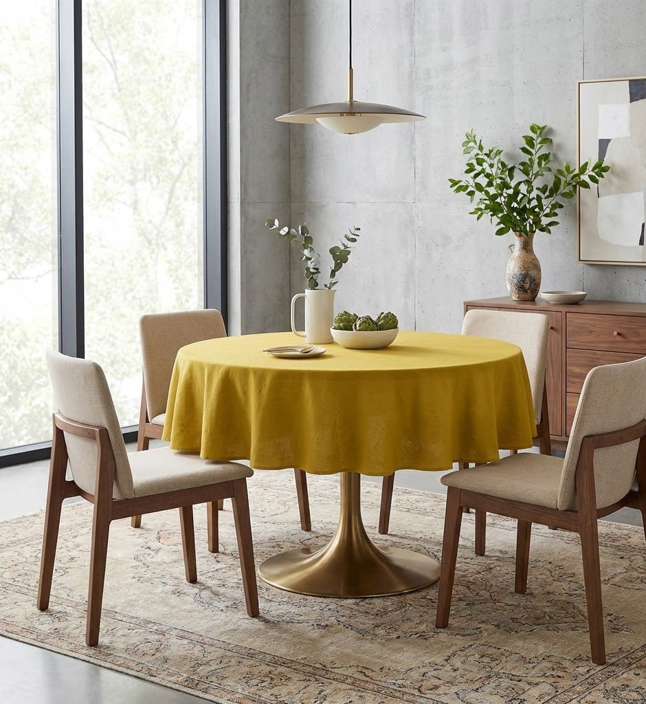 Nappe de table ronde en lin