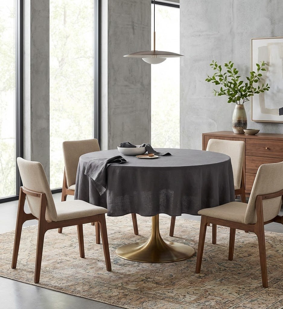 Nappe de table ronde en lin