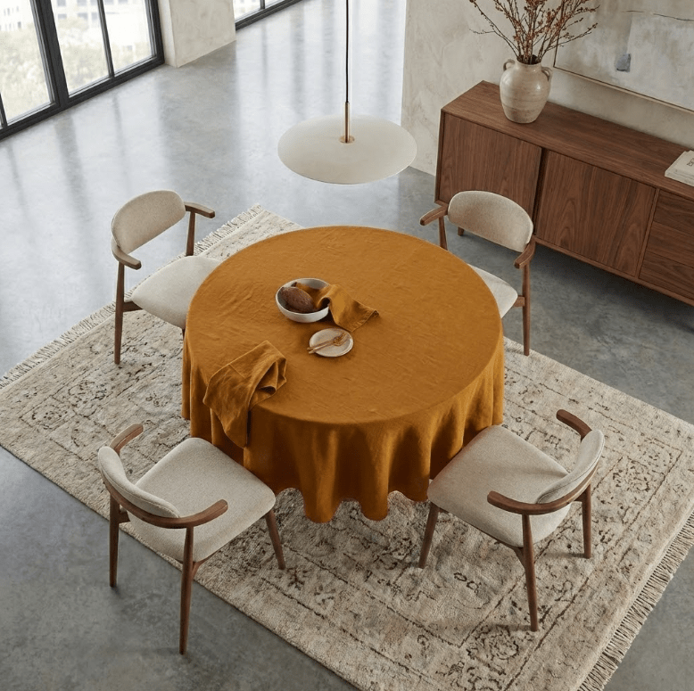 Nappe de table ronde en lin