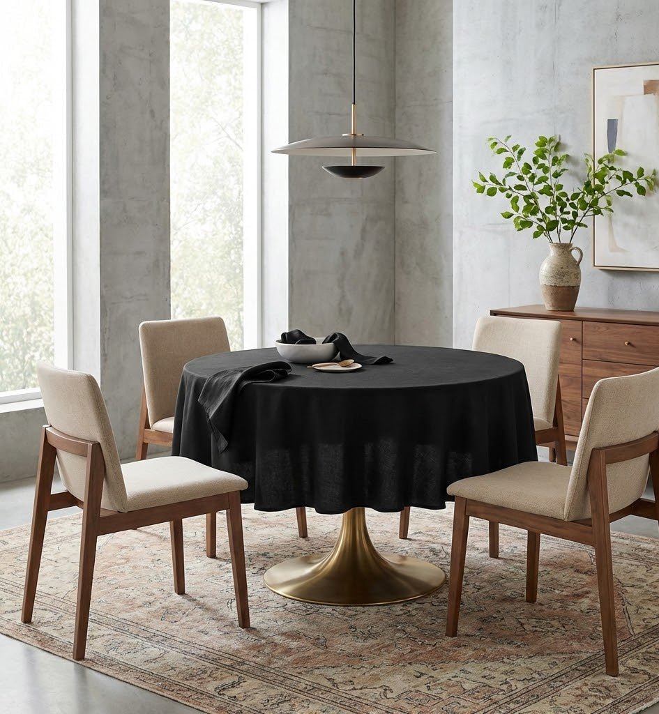 Nappe de table ronde en lin