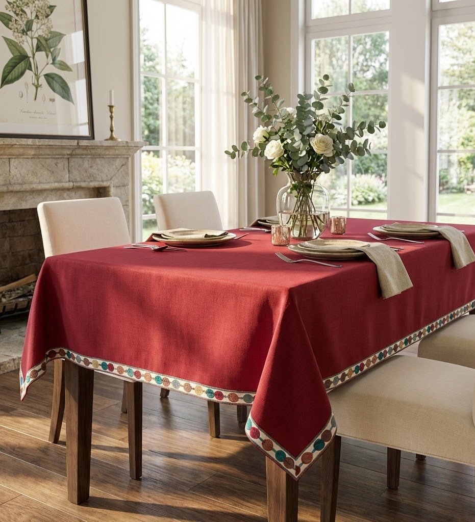 Nappe Basque rectangulaire enduite | anti traces & imperméable