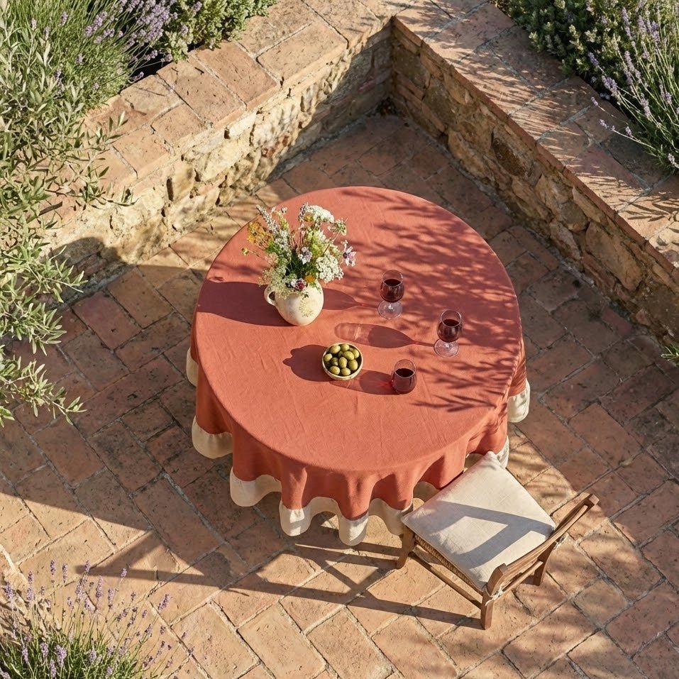 Nappe de table ronde bicolore | Panna Cotta