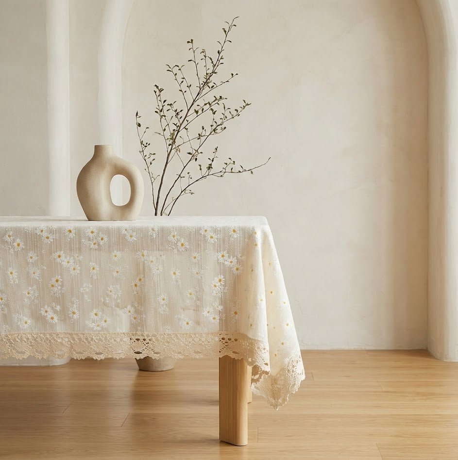 Nappe de table en coton | Marguerite Bordure