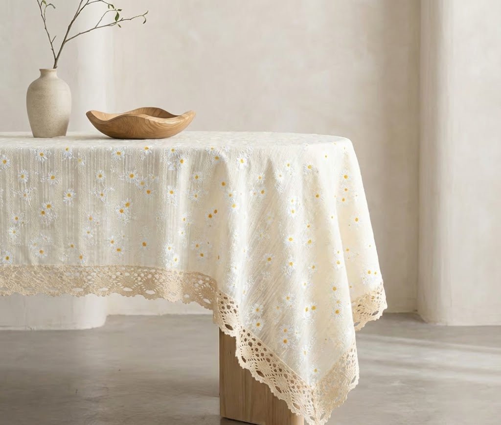 Nappe de table en coton | Marguerite Bordure