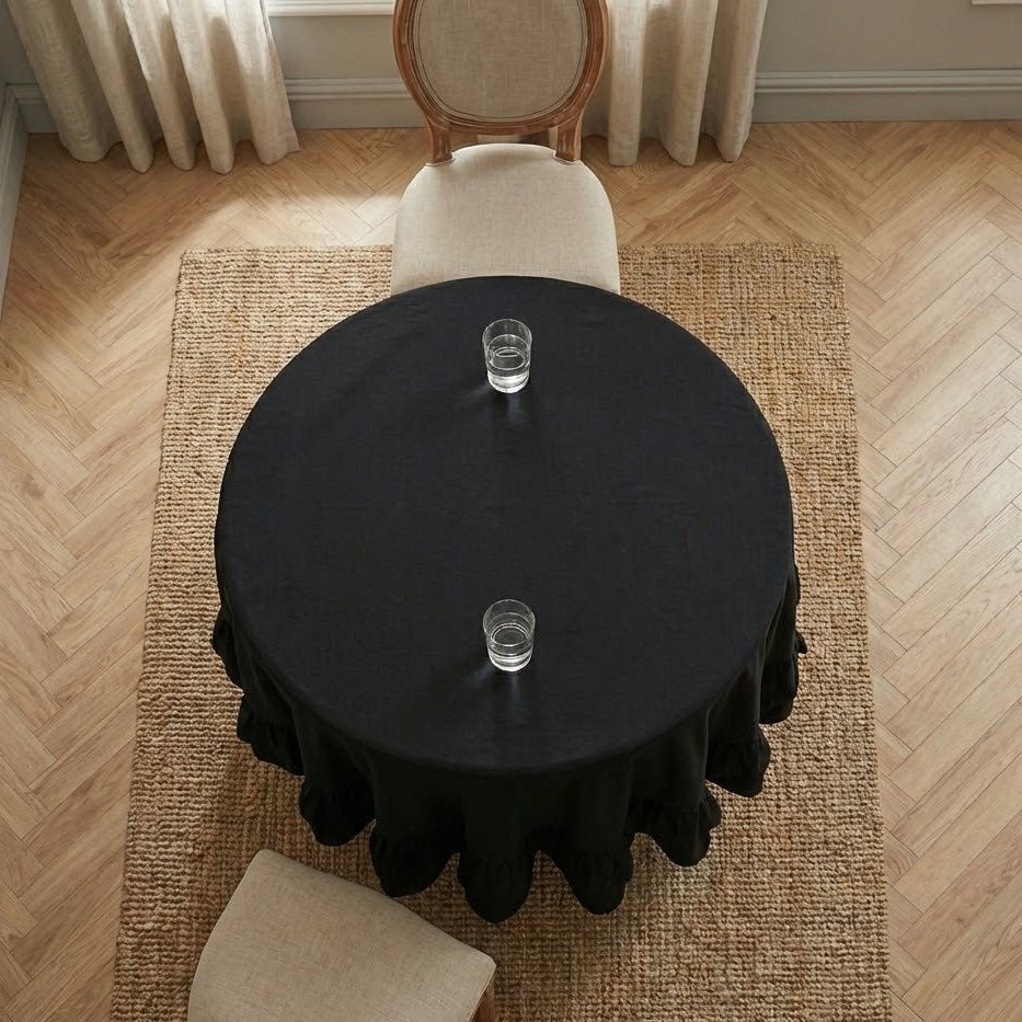 Nappe de table ronde | Ruffle Black