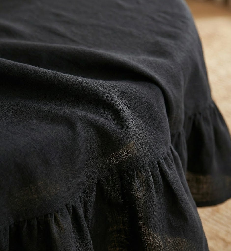 Nappe de table ronde | Ruffle Black